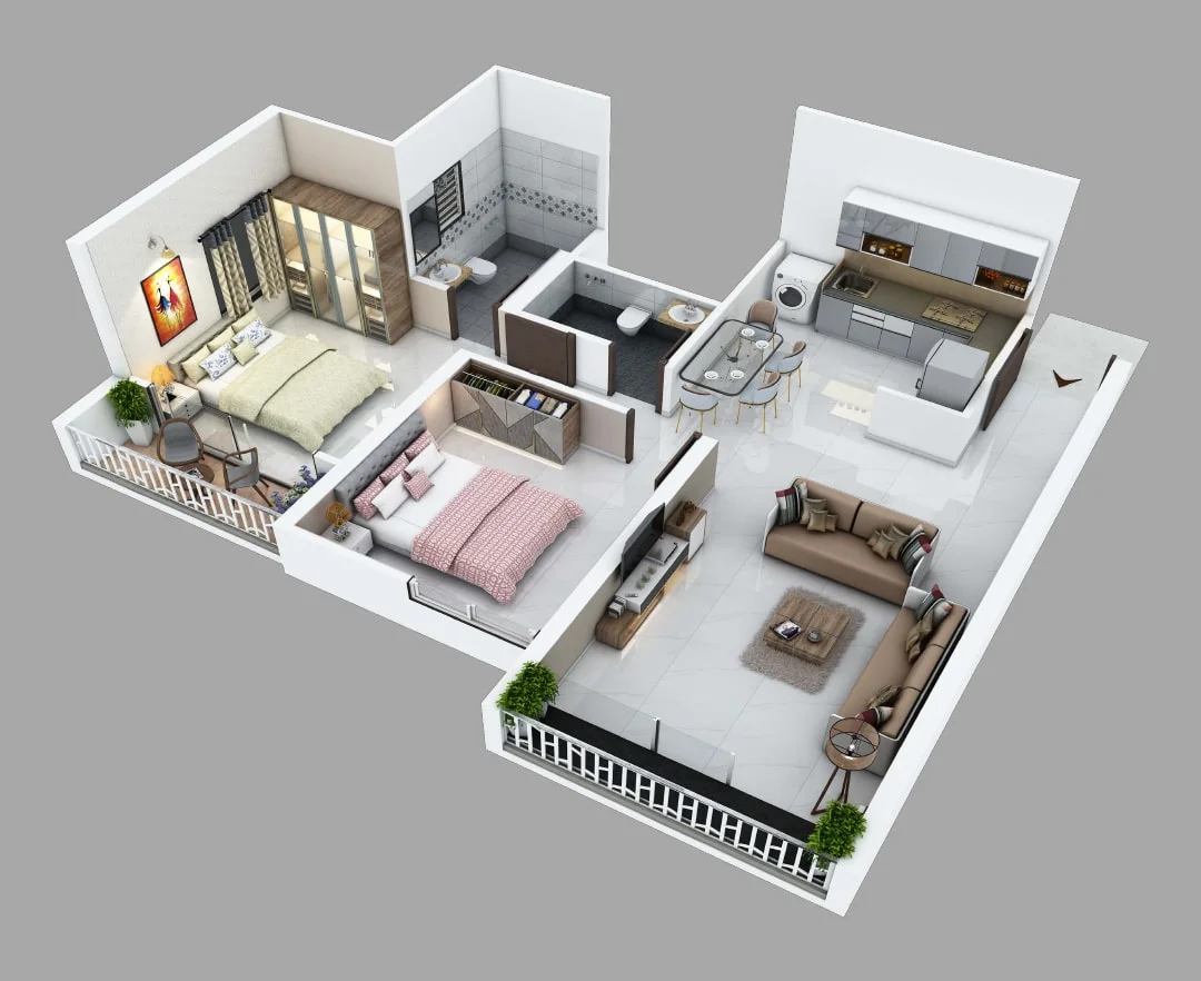 VCC Viara Punawale 2 BHK Floorplan